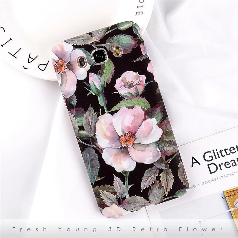 USLION Flower Phone Case for Samsung Galaxy S9 S8 Plus S7 Edge Note 9 8 A8 A6 A7 A5 A3 J7 J5 J3 J2 Prime Cover Hard PC Cases