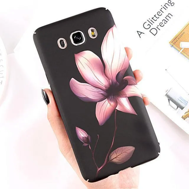 USLION Flower Phone Case for Samsung Galaxy S9 S8 Plus S7 Edge Note 9 8 A8 A6 A7 A5 A3 J7 J5 J3 J2 Prime Cover Hard PC Cases