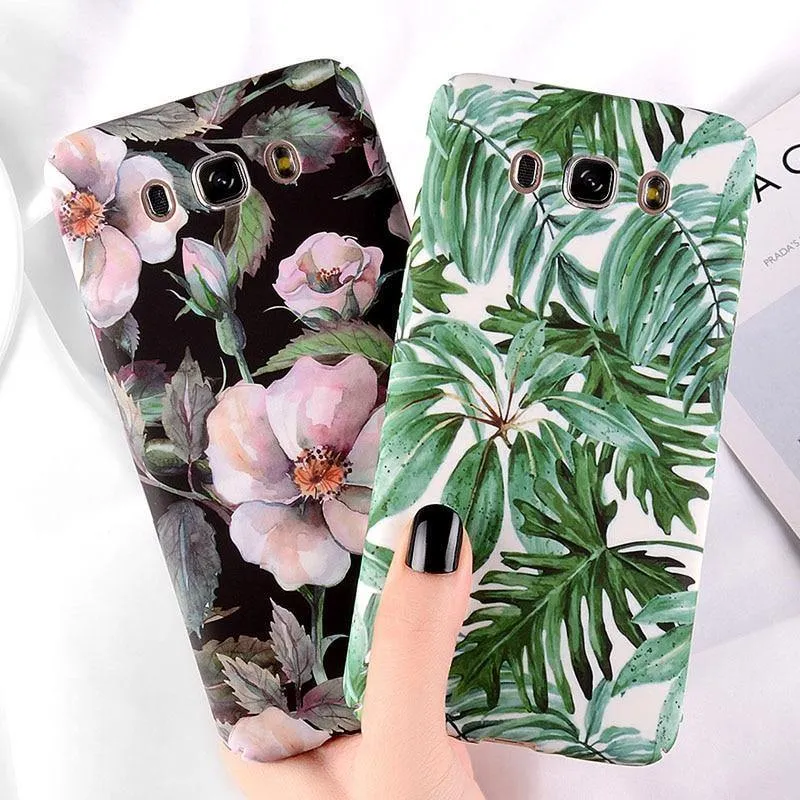 USLION Flower Phone Case for Samsung Galaxy S9 S8 Plus S7 Edge Note 9 8 A8 A6 A7 A5 A3 J7 J5 J3 J2 Prime Cover Hard PC Cases