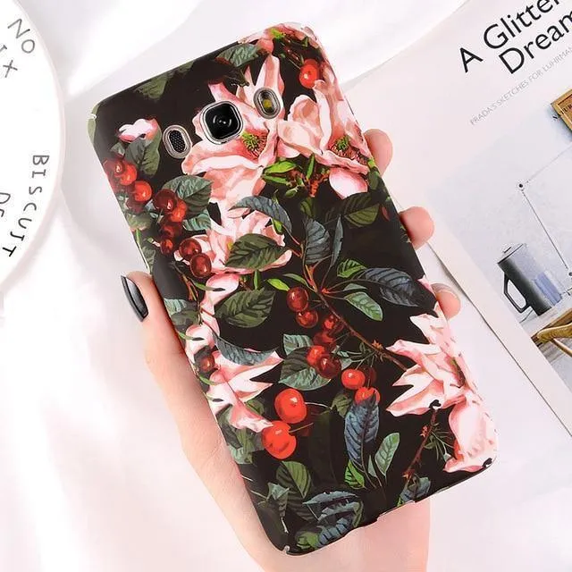 USLION Flower Phone Case for Samsung Galaxy S9 S8 Plus S7 Edge Note 9 8 A8 A6 A7 A5 A3 J7 J5 J3 J2 Prime Cover Hard PC Cases
