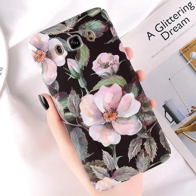 USLION Flower Phone Case for Samsung Galaxy S9 S8 Plus S7 Edge Note 9 8 A8 A6 A7 A5 A3 J7 J5 J3 J2 Prime Cover Hard PC Cases