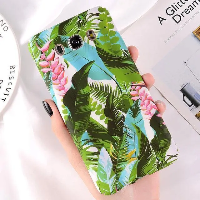 USLION Flower Phone Case for Samsung Galaxy S9 S8 Plus S7 Edge Note 9 8 A8 A6 A7 A5 A3 J7 J5 J3 J2 Prime Cover Hard PC Cases
