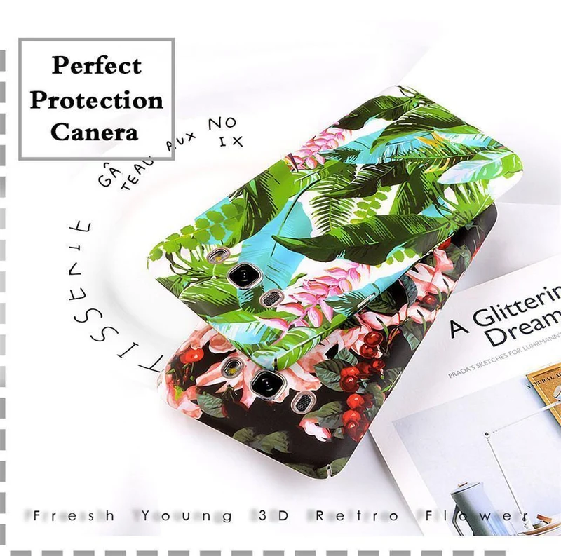 USLION Flower Phone Case for Samsung Galaxy S9 S8 Plus S7 Edge Note 9 8 A8 A6 A7 A5 A3 J7 J5 J3 J2 Prime Cover Hard PC Cases