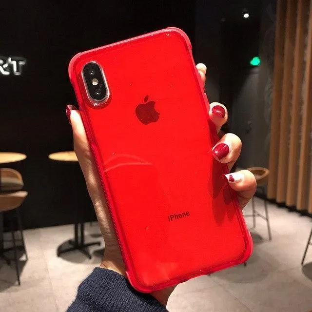 USLION Glitter Powder Phone Case For iPhone XS Max XS X Shockproof Transparent Soft TPU Bling Cover for iPhone 7 6 S 8 Plus Case