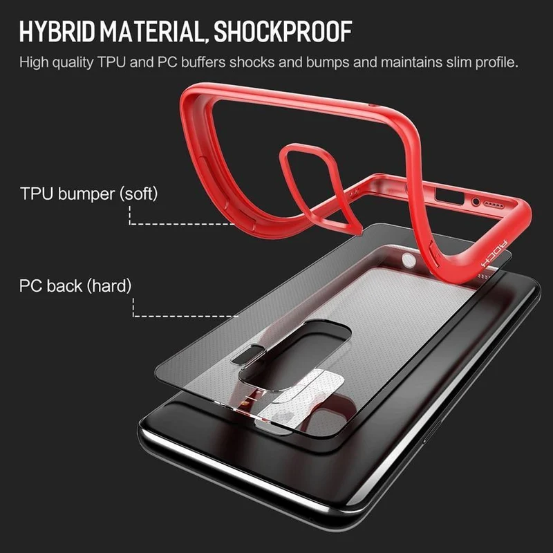 ROCK Slim Transparent Case for Galaxy S9 S9 Plus,Premium TPU+PC Anti-knock Phone Case for Samsung Galaxy S9 S9+