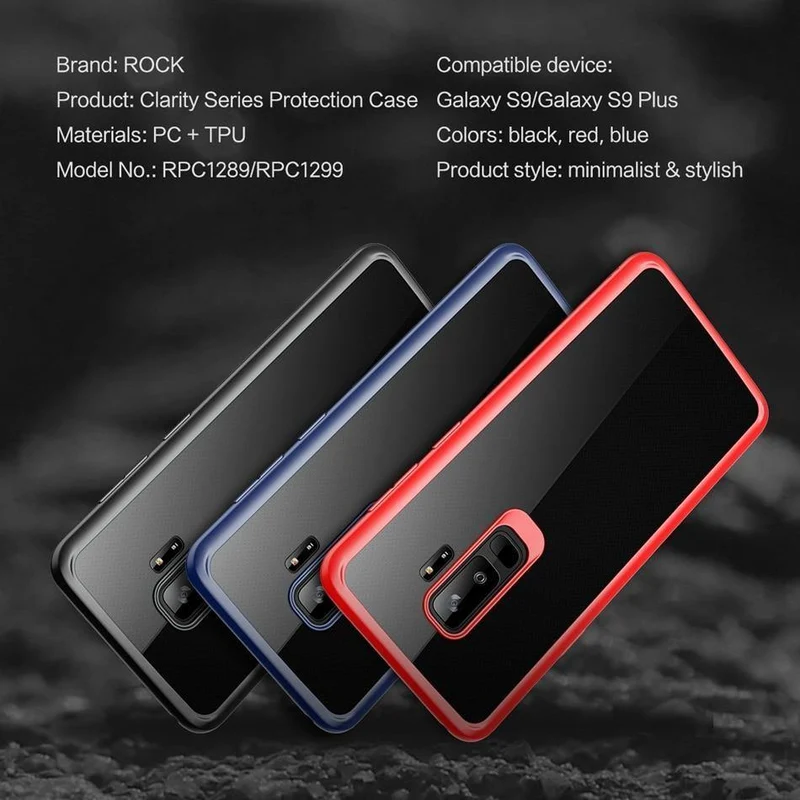ROCK Slim Transparent Case for Galaxy S9 S9 Plus,Premium TPU+PC Anti-knock Phone Case for Samsung Galaxy S9 S9+