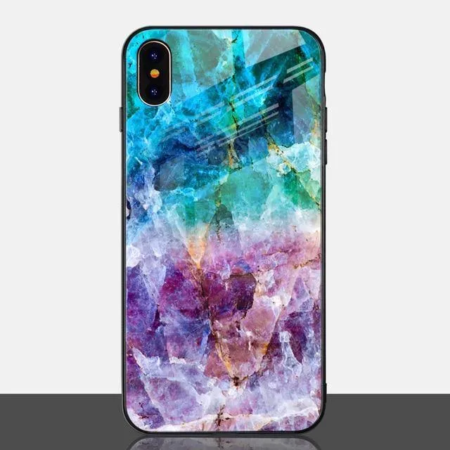 TOMKAS Luxury Marble Phone Case for iPhone X Xs Max Glass PC Agate Back Cover Silicone Soft Edge Coque Case for iPhone XS Max XR