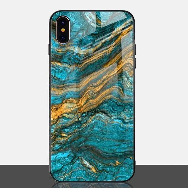 TOMKAS Luxury Marble Phone Case for iPhone X Xs Max Glass PC Agate Back Cover Silicone Soft Edge Coque Case for iPhone XS Max XR