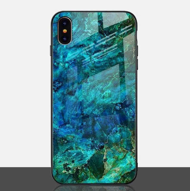 TOMKAS Luxury Marble Phone Case for iPhone X Xs Max Glass PC Agate Back Cover Silicone Soft Edge Coque Case for iPhone XS Max XR