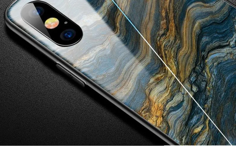 TOMKAS Luxury Marble Phone Case for iPhone X Xs Max Glass PC Agate Back Cover Silicone Soft Edge Coque Case for iPhone XS Max XR