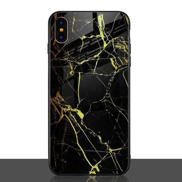 TOMKAS Luxury Marble Phone Case for iPhone X Xs Max Glass PC Agate Back Cover Silicone Soft Edge Coque Case for iPhone XS Max XR