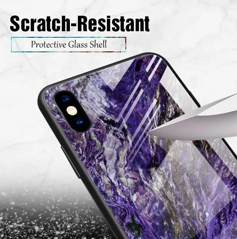 TOMKAS Luxury Marble Phone Case for iPhone X Xs Max Glass PC Agate Back Cover Silicone Soft Edge Coque Case for iPhone XS Max XR