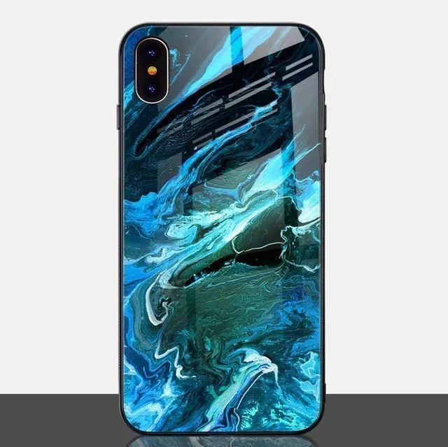 TOMKAS Luxury Marble Phone Case for iPhone X Xs Max Glass PC Agate Back Cover Silicone Soft Edge Coque Case for iPhone XS Max XR