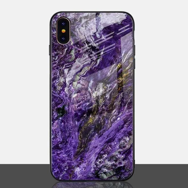 TOMKAS Luxury Marble Phone Case for iPhone X Xs Max Glass PC Agate Back Cover Silicone Soft Edge Coque Case for iPhone XS Max XR