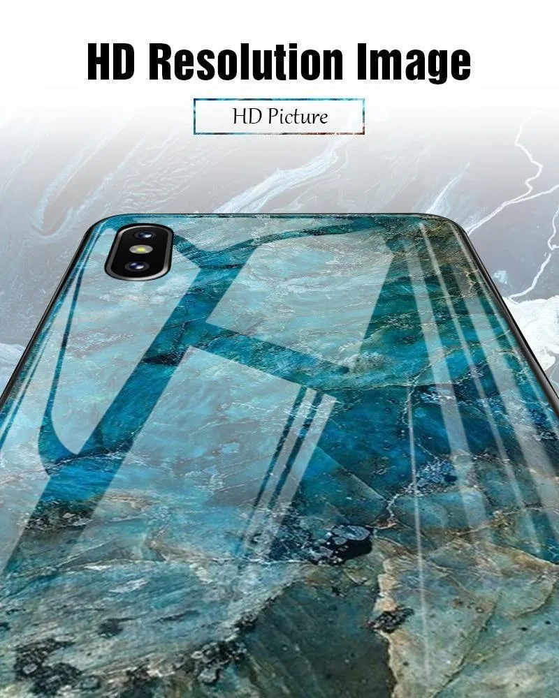 TOMKAS Luxury Marble Phone Case for iPhone X Xs Max Glass PC Agate Back Cover Silicone Soft Edge Coque Case for iPhone XS Max XR