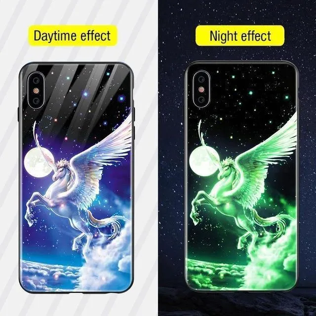 TOMKAS Leuchtende Tierglashülle für iPhone X XS MAX XS Luxus-Silikon-Telefonhülle für iPhone 7 8 Plus Hüllen für iPhone 6 S 6S