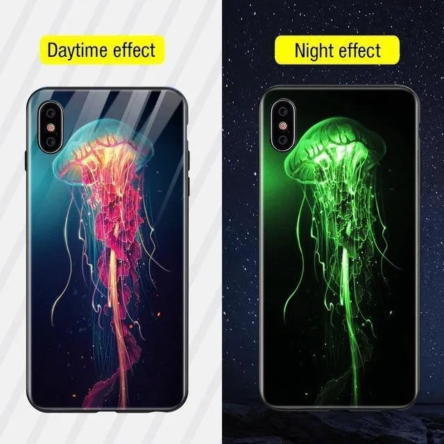TOMKAS Leuchtende Tierglashülle für iPhone X XS MAX XS Luxus-Silikon-Telefonhülle für iPhone 7 8 Plus Hüllen für iPhone 6 S 6S