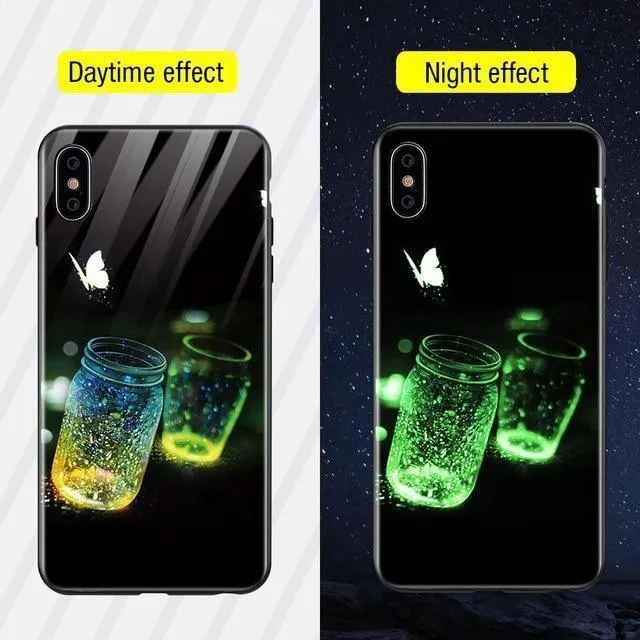 TOMKAS Leuchtende Tierglashülle für iPhone X XS MAX XS Luxus-Silikon-Telefonhülle für iPhone 7 8 Plus Hüllen für iPhone 6 S 6S