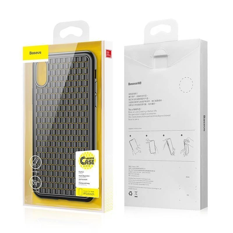 Baseus Luxus-Webhülle für iPhone Xs Xs Max XR 2018, elegantes Gittermuster, weiche Silikon-Handyhülle für iPhone Xs XR