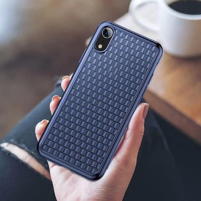 Baseus Luxus-Webhülle für iPhone Xs Xs Max XR 2018, elegantes Gittermuster, weiche Silikon-Handyhülle für iPhone Xs XR