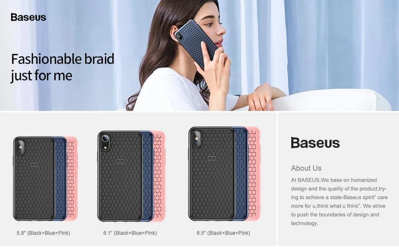 Baseus Luxus-Webhülle für iPhone Xs Xs Max XR 2018, elegantes Gittermuster, weiche Silikon-Handyhülle für iPhone Xs XR