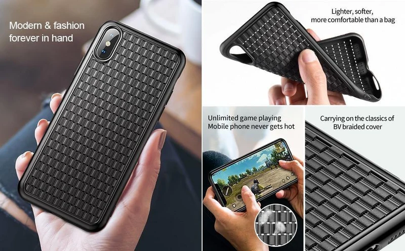 Baseus Luxus-Webhülle für iPhone Xs Xs Max XR 2018, elegantes Gittermuster, weiche Silikon-Handyhülle für iPhone Xs XR