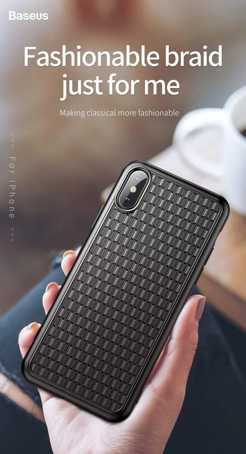 Baseus Luxus-Webhülle für iPhone Xs Xs Max XR 2018, elegantes Gittermuster, weiche Silikon-Handyhülle für iPhone Xs XR