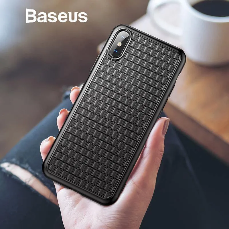 Baseus Luxus-Webhülle für iPhone Xs Xs Max XR 2018, elegantes Gittermuster, weiche Silikon-Handyhülle für iPhone Xs XR
