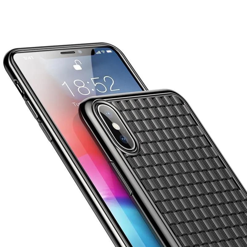 Baseus Luxus-Webhülle für iPhone Xs Xs Max XR 2018, elegantes Gittermuster, weiche Silikon-Handyhülle für iPhone Xs XR