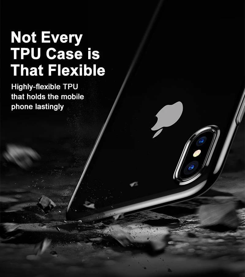 Baseus Ultradünne TPU-Hülle für iPhone X. Schmutzabweisende Hülle, transparente, weiche Silikonhülle mit hoher Transparenz für iPhone X