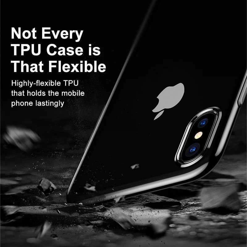 Baseus Ultradünne TPU-Hülle für iPhone X. Schmutzabweisende Hülle, transparente, weiche Silikonhülle mit hoher Transparenz für iPhone X