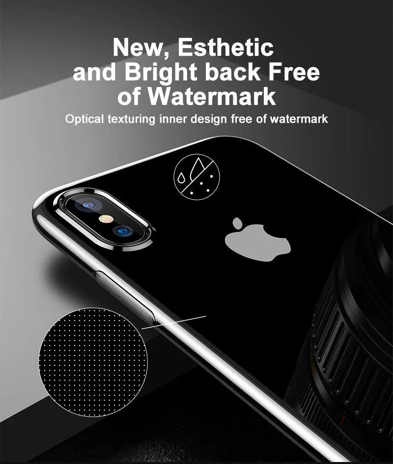 Baseus Ultradünne TPU-Hülle für iPhone X. Schmutzabweisende Hülle, transparente, weiche Silikonhülle mit hoher Transparenz für iPhone X