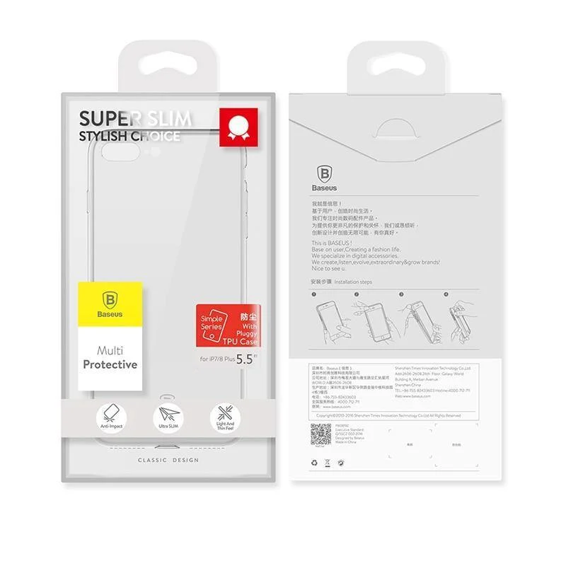 Baseus Ultradünne Hülle für iPhone 7, modische weiche Silikonhülle für iPhone 7, 7 Plus, Schutzhülle, klare Rückseite