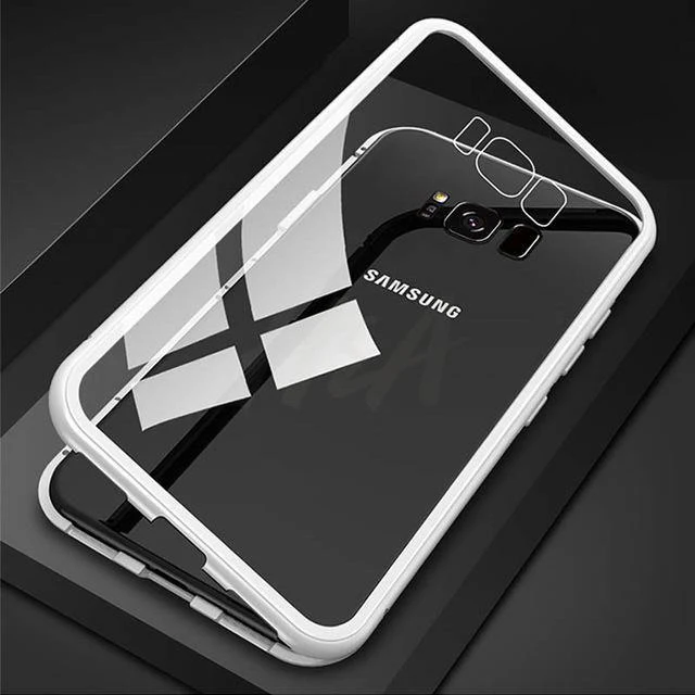 H&A 360 Grad magnetische Adsorptions-Telefonhülle für Samsung Galaxy S9 S8 Plus S7 Edge, gehärtetes Glas, Magnetrückseite, Note 9 8 Hülle
