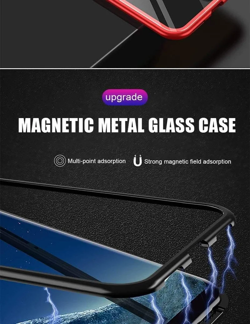 H&A 360 Grad magnetische Adsorptions-Telefonhülle für Samsung Galaxy S9 S8 Plus S7 Edge, gehärtetes Glas, Magnetrückseite, Note 9 8 Hülle