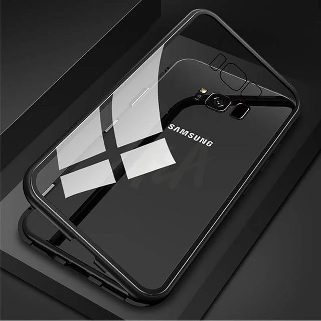 H&A 360 Grad magnetische Adsorptions-Telefonhülle für Samsung Galaxy S9 S8 Plus S7 Edge, gehärtetes Glas, Magnetrückseite, Note 9 8 Hülle