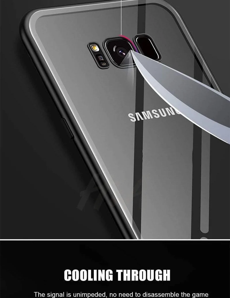 H&A 360 Grad magnetische Adsorptions-Telefonhülle für Samsung Galaxy S9 S8 Plus S7 Edge, gehärtetes Glas, Magnetrückseite, Note 9 8 Hülle