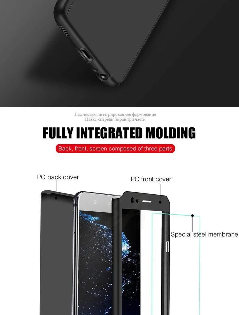 Luxuriöse 360-Grad-Vollschutzhülle für Huawei P10 P9 P8 Lite Mate 20 10 Pro Lite Displayschutzfolie Mate 20 Hülle Glas