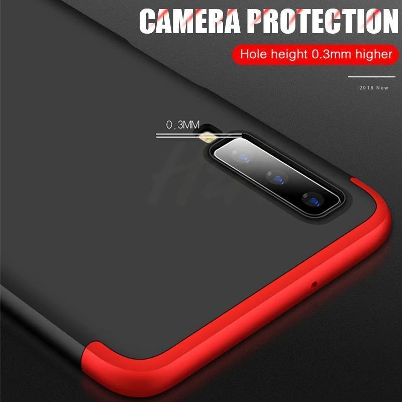 H&A 360-Grad-Vollschutzhülle für Samsung Galaxy J4 Plus J6 Plus J8 A7 2018, matt, stoßfest, PC-Telefonhülle, A7 J8-Hülle