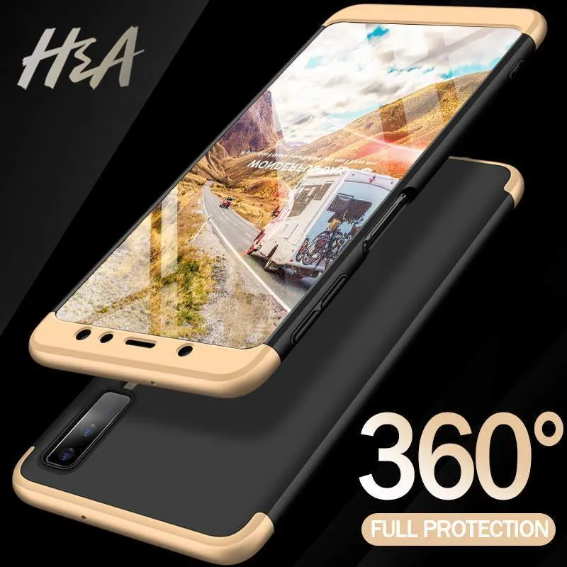 H&A 360-Grad-Vollschutzhülle für Samsung Galaxy J4 Plus J6 Plus J8 A7 2018, matt, stoßfest, PC-Telefonhülle, A7 J8-Hülle