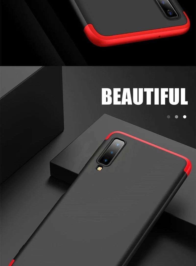 H&A 360-Grad-Vollschutzhülle für Samsung Galaxy J4 Plus J6 Plus J8 A7 2018, matt, stoßfest, PC-Telefonhülle, A7 J8-Hülle