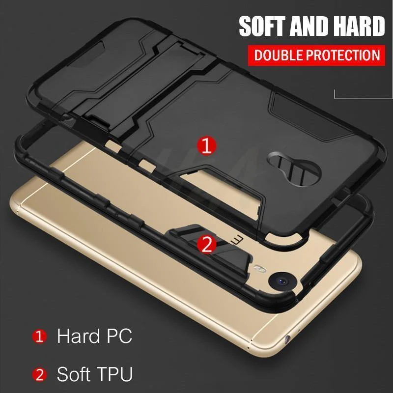 H&A Luxus Heavy Duty Armor Handyhülle für Meizu M6 M6S M5 Note Vollständige Anti-Klopf-Abdeckung für Meizu M3 M6 M5 Note Halter Hülle