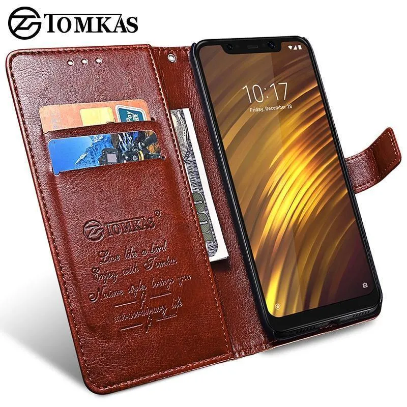 für Xiaomi POCOPHONE F1 Hülle Globale POCO F1 Brieftasche Lederhülle Schutzhülle für Telefon TOMKAS Original POCOPONE F1 Hülle