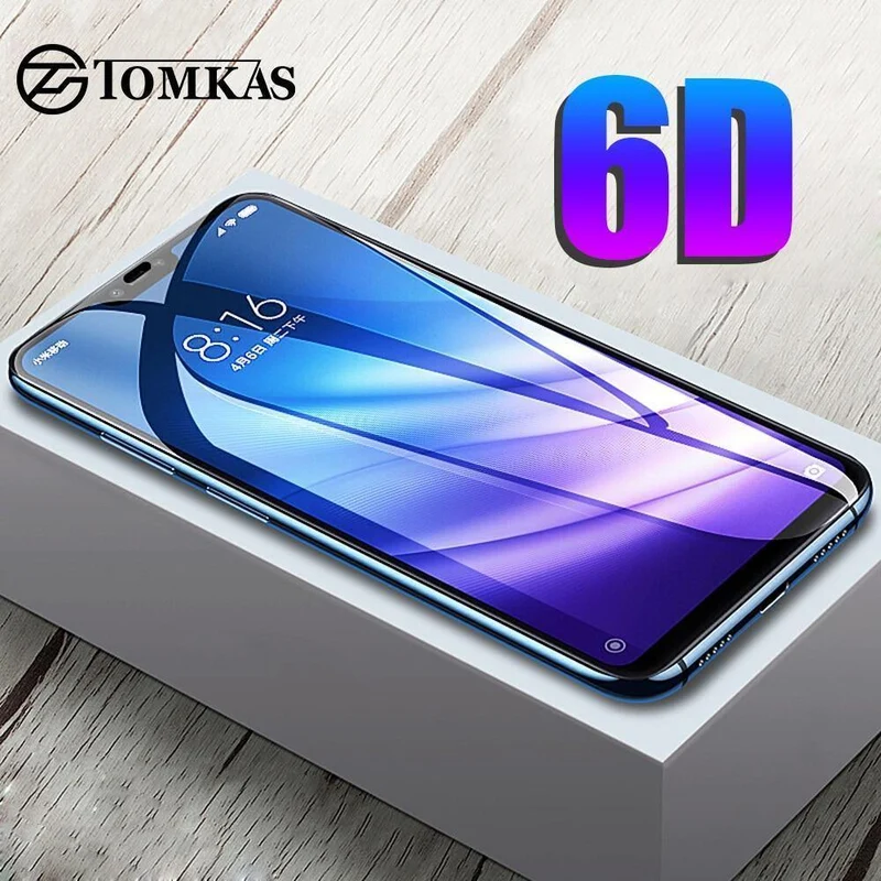 TOMKAS 6D Glas für Xiaomi Redmi Note 6 Pro Glasetui Redmi Note 5 Pro 6 6A 5 Plus für Xiaomi Mi 8 Lite A1 A2 Lite Pocophone F1