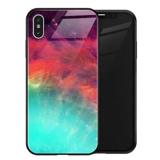 TOMKAS Luxus Space Cover Hülle für iPhone X XS MAX XR XS Glas Silikon Handyhülle für iPhone 7 8 Plus Hüllen für iPhone 6 S 6s