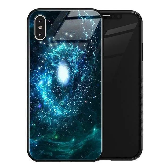 TOMKAS Luxus Space Cover Hülle für iPhone X XS MAX XR XS Glas Silikon Handyhülle für iPhone 7 8 Plus Hüllen für iPhone 6 S 6s