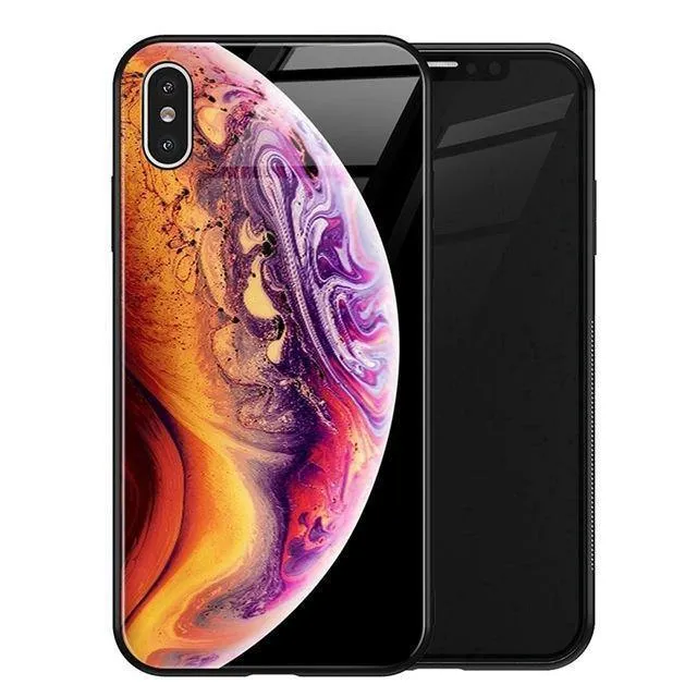 TOMKAS Luxus Space Cover Hülle für iPhone X XS MAX XR XS Glas Silikon Handyhülle für iPhone 7 8 Plus Hüllen für iPhone 6 S 6s