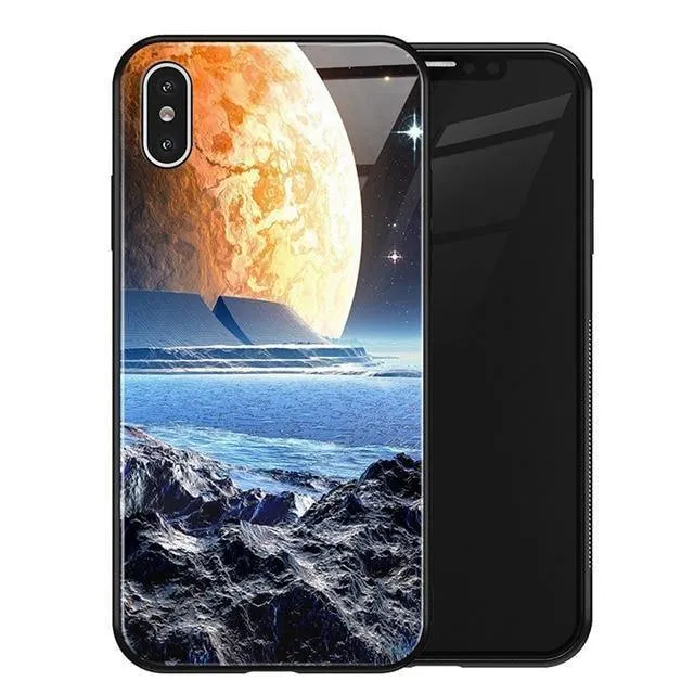 TOMKAS Luxus Space Cover Hülle für iPhone X XS MAX XR XS Glas Silikon Handyhülle für iPhone 7 8 Plus Hüllen für iPhone 6 S 6s
