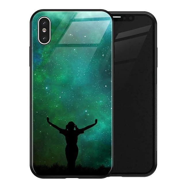 TOMKAS Luxus Space Cover Hülle für iPhone X XS MAX XR XS Glas Silikon Handyhülle für iPhone 7 8 Plus Hüllen für iPhone 6 S 6s