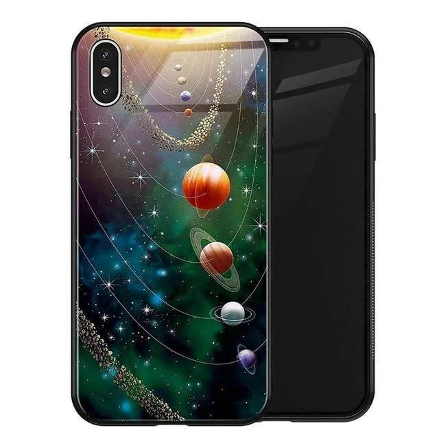 TOMKAS Luxus Space Cover Hülle für iPhone X XS MAX XR XS Glas Silikon Handyhülle für iPhone 7 8 Plus Hüllen für iPhone 6 S 6s